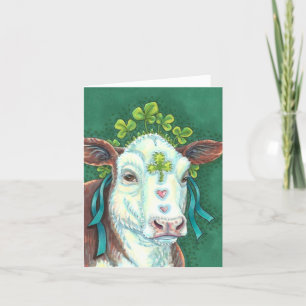 IRISH ST. PATRICK'S DAHEIFER, KLEEBLATT-COW-Leere Feiertagskarte