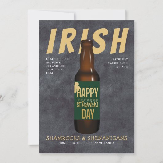 Irish St Patricks Day Beer Party Shenanigans Einladung (Vorderseite)