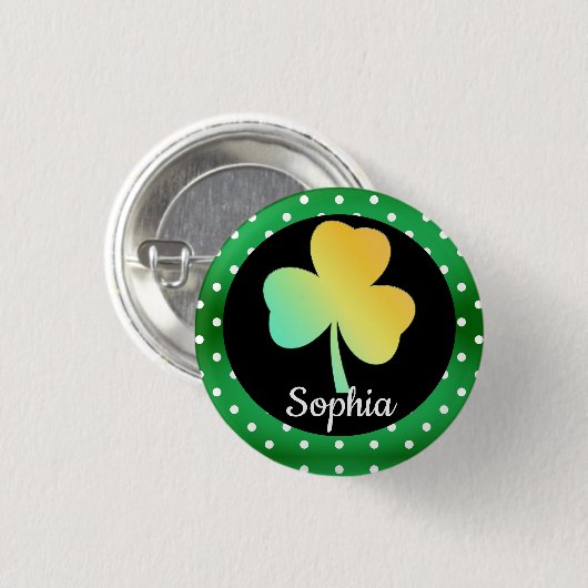 Irish St Patrick's Day Custom Designed Kleeblatt Button (Vorne & Hinten)