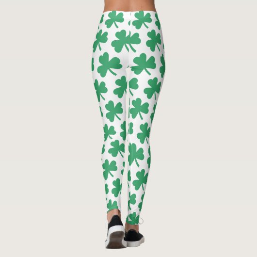Irish St Patricks Day Green Kleeblatt Pattern Leggings (Rückseite)