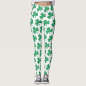 Irish St Patricks Day Green Kleeblatt Pattern Leggings (Vorderseite)