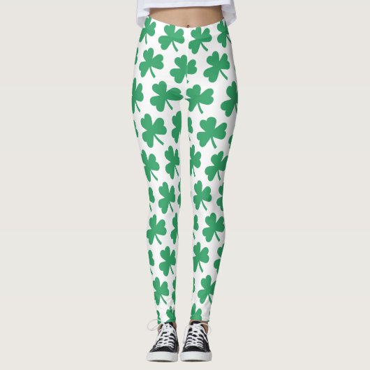 Irish St Patricks Day Green Kleeblatt Pattern Leggings (Vorderseite)