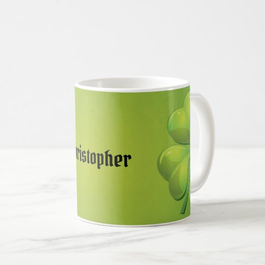 Irish St. Patrick's Day Green Kleeblatt Personaliz Kaffeetasse (VorderseiteRechts)