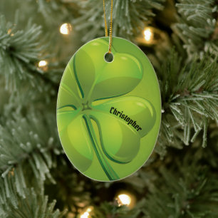 Irish St. Patrick's Day Green Kleeblatt Personaliz Keramik Ornament