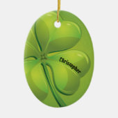 Irish St. Patrick's Day Green Kleeblatt Personaliz Keramik Ornament (Vorne)