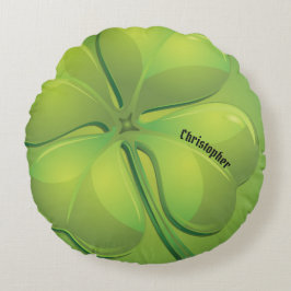 Irish St. Patrick's Day Green Kleeblatt Personaliz Rundes Kissen