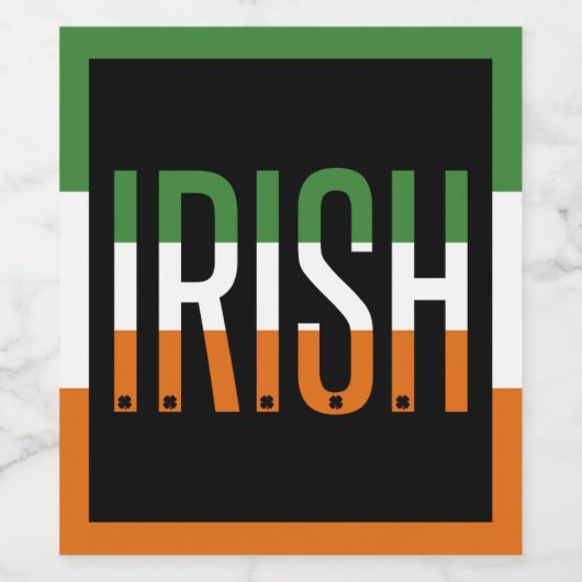 Irish St Patrick's Day Ireland Flag Kleeblatt Luck Weinetikett (Einzelnes Label)