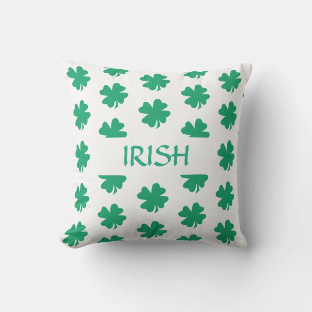 Irish St Patrick's Day Kleeblatt Leaf Muster Green Kissen (Vorderseite)