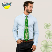 Irish St Patricks Day Kleeblatt Print Neck Tie