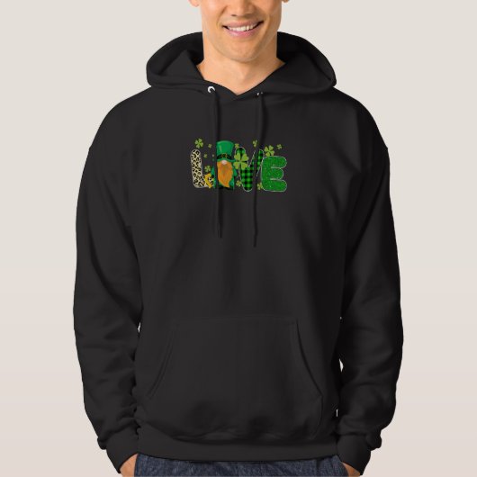 Irish St Patricks Day Love Gnome Shamrock Leopard Hoodie (Vorderseite)