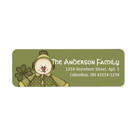 Irish St. Patrick's Day Snowman Address Labels d2 (Vorne)