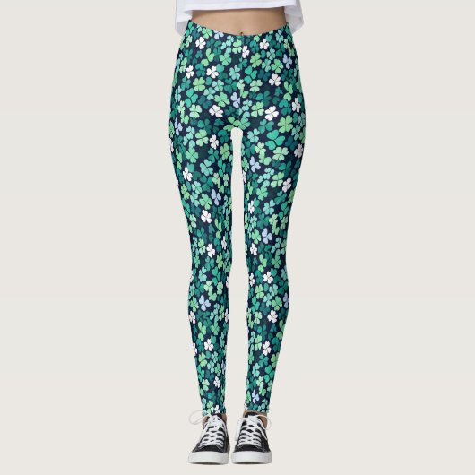 Irish St. Patrick's Day Vierblättriges Kleeblatt Leggings (Vorderseite)