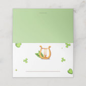 Irish St. Patrick's goldene Harfe und grüne Klee Platzkarte (Außenseite Aufgefaltet)