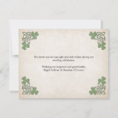 Irish St. Patrick's Wedding Dankeskarte (Rückseite)