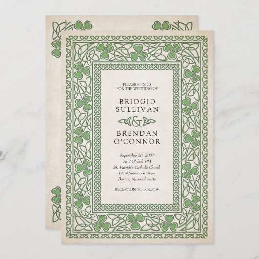 Irish St. Patrick's Wedding Einladung (Vorne/Hinten)