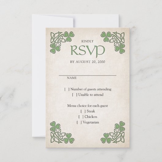 Irish St. Patrick's Wedding RSVP Karte (Vorderseite)