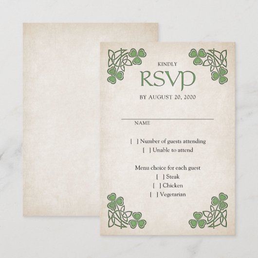 Irish St. Patrick's Wedding RSVP Karte (Vorne/Hinten)