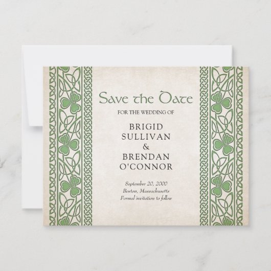 Irish St. Patrick's Wedding Save The Date (Vorderseite)