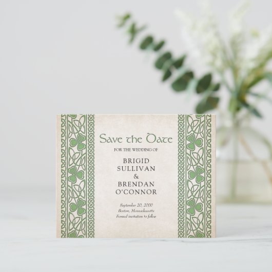 Irish St. Patrick's Wedding Save The Date (Stehend Vorderseite)