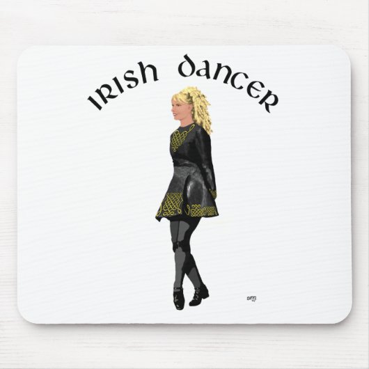 Irish Step Dancer - Black Dress, Blonde Hair Mousepad (Vorne)
