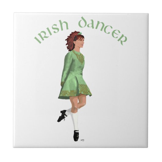 Irish Step Dancer - Green Fliese (Vorderseite)