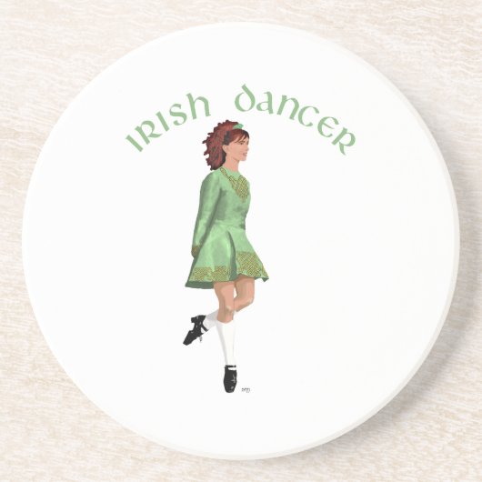 Irish Step Dancer - Green Sandstein Untersetzer (Vorne)