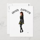 Irish Step Dancer - Schwarzes Kleid, Brünettes Haa Postkarte (Vorne/Hinten)