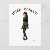 Irish Step Dancer - Schwarzes Kleid, Brünettes Haa Postkarte (Vorderseite)