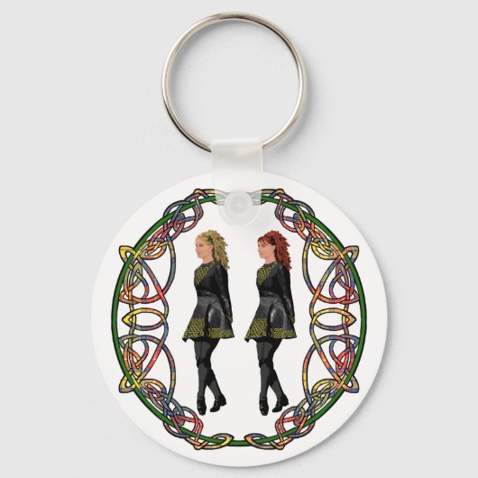 Irish Step Dancers in Celtic Knotwork Surround Schlüsselanhänger (Vorderseite)