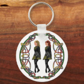 Irish Step Dancers in Celtic Knotwork Surround Schlüsselanhänger (Vorderseite)