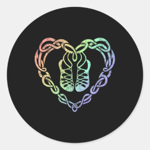 Irish Step Dancing Celtic Knot Heart Runder Aufkleber