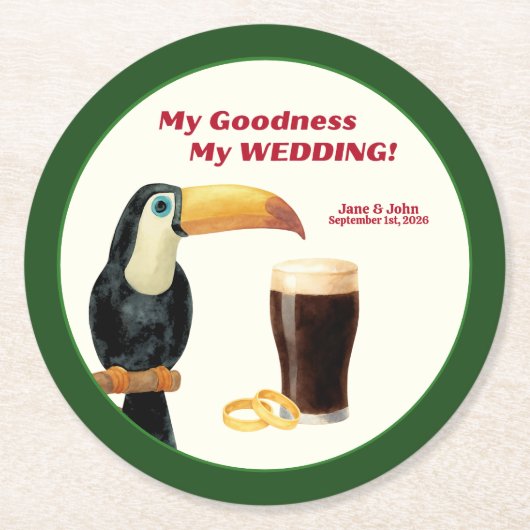 Irish Stout Wedding Favor Paper Coaster Runder Pappuntersetzer (Vorderseite)