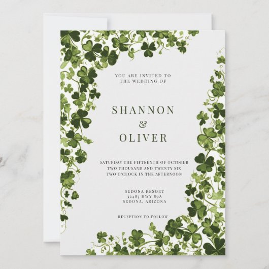 Irish Stylized Shamrock Leafy Foliage  Einladung (Vorderseite)