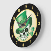 Irish Sugar Skull Große Wanduhr (Winkel)