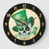 Irish Sugar Skull Große Wanduhr (Vorderseite)