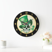 Irish Sugar Skull Große Wanduhr (Zuhause)