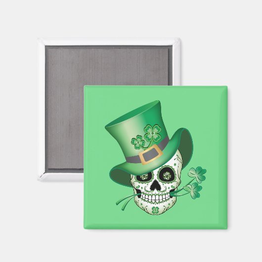 Irish Sugar Skull Magnet (Vorderseite/Rückseite)
