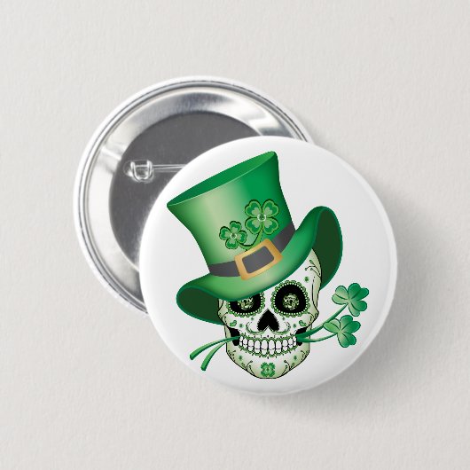 Irish Sugar Skull T - Shirt Button (Vorne & Hinten)