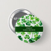 Irish Surname Watercolor Kleeblatt Button (Vorne & Hinten)