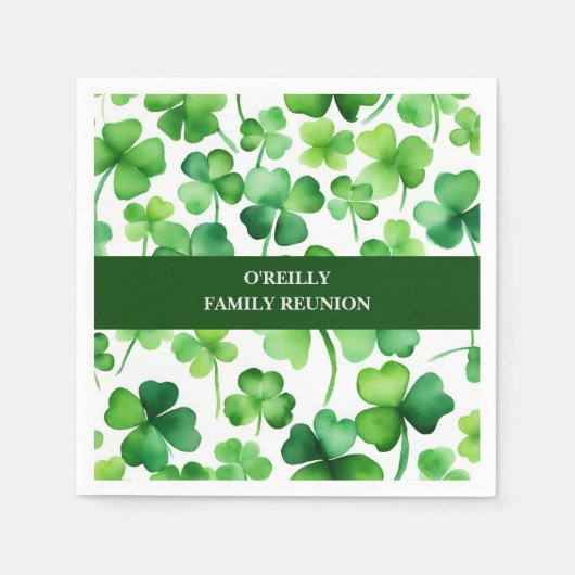 Irish Surname Watercolor Kleeblatt Serviette (Vorderseite)