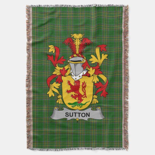 Irish Sutton Coat of Arms Familienwappen Irland Decke (Vorderseite Vertikal)