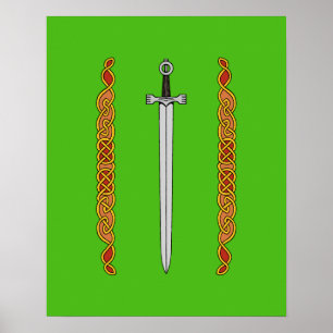 Irish Sword und Knüpfarbeit Poster