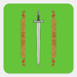 Irish Sword und Knüpfarbeit Quadratischer Aufkleber
