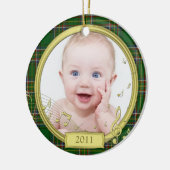 Irish Tartan Baby's First Christmas Foto Ornament (Links)