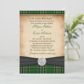 Irish Tartan Celtic Claddagh Lucky in Liebe Weddin Einladung (Stehend Vorderseite)