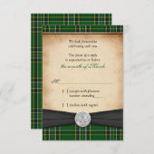 Irish Tartan Celtic Claddagh Lucky Wedding RSVP (Vorne/Hinten)