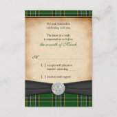 Irish Tartan Celtic Claddagh Lucky Wedding RSVP (Vorderseite)