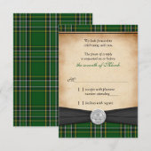 Irish Tartan Celtic Claddagh Lucky Wedding RSVP Karte (Vorne/Hinten)