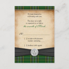 Irish Tartan Celtic Claddagh Lucky Wedding RSVP Karte