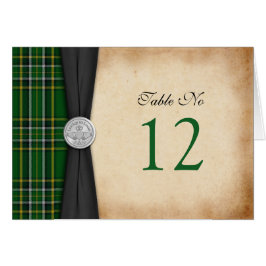 Irish Tartan Celtic Claddagh Wedding Table Card
